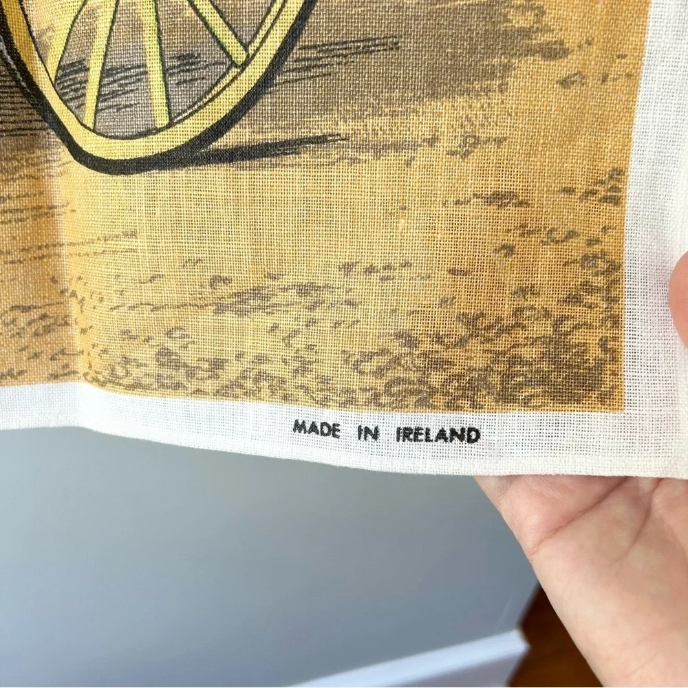Irish linen tea towel with Victorian horse drawn carriage